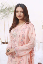 Hayat 03-Piece Embroidered Chiffon Suit
