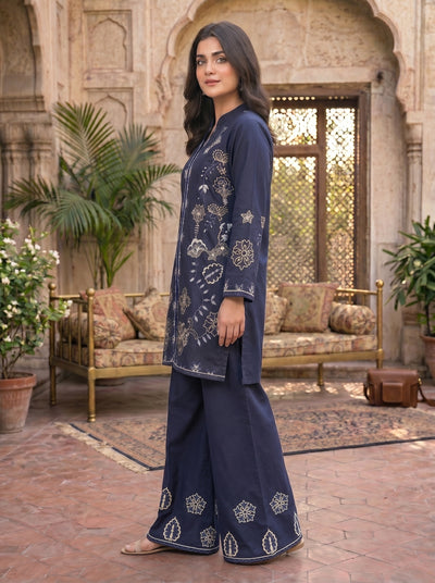 Pine 2 Pcs Embroidered Lawn Co-ards Set | Blue