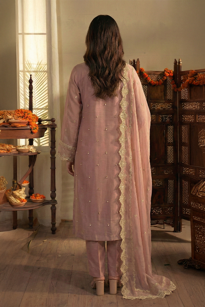 03-Piece Ready-To-Wear Luxury Chiffon Suit – Dusty Rose