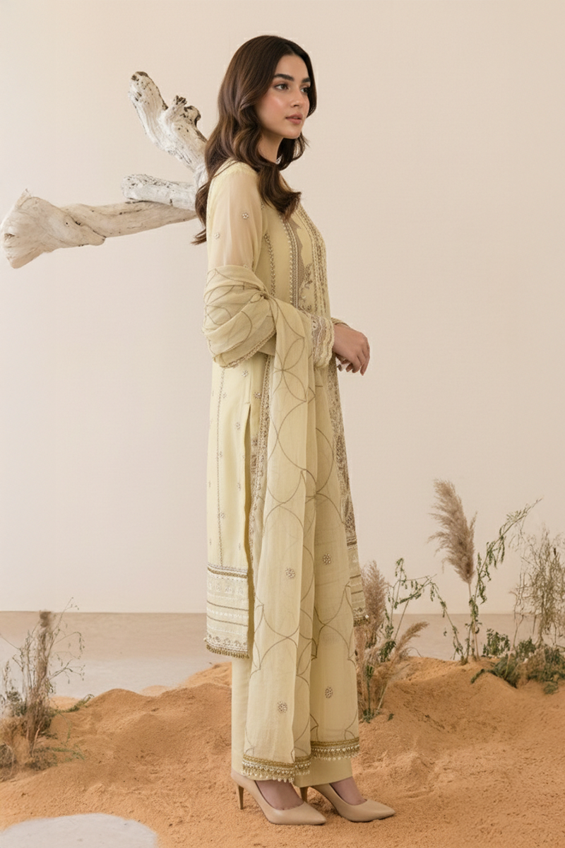 03-Piece Ready-To-Wear Luxury Chiffon Suit – Soft Pistachio