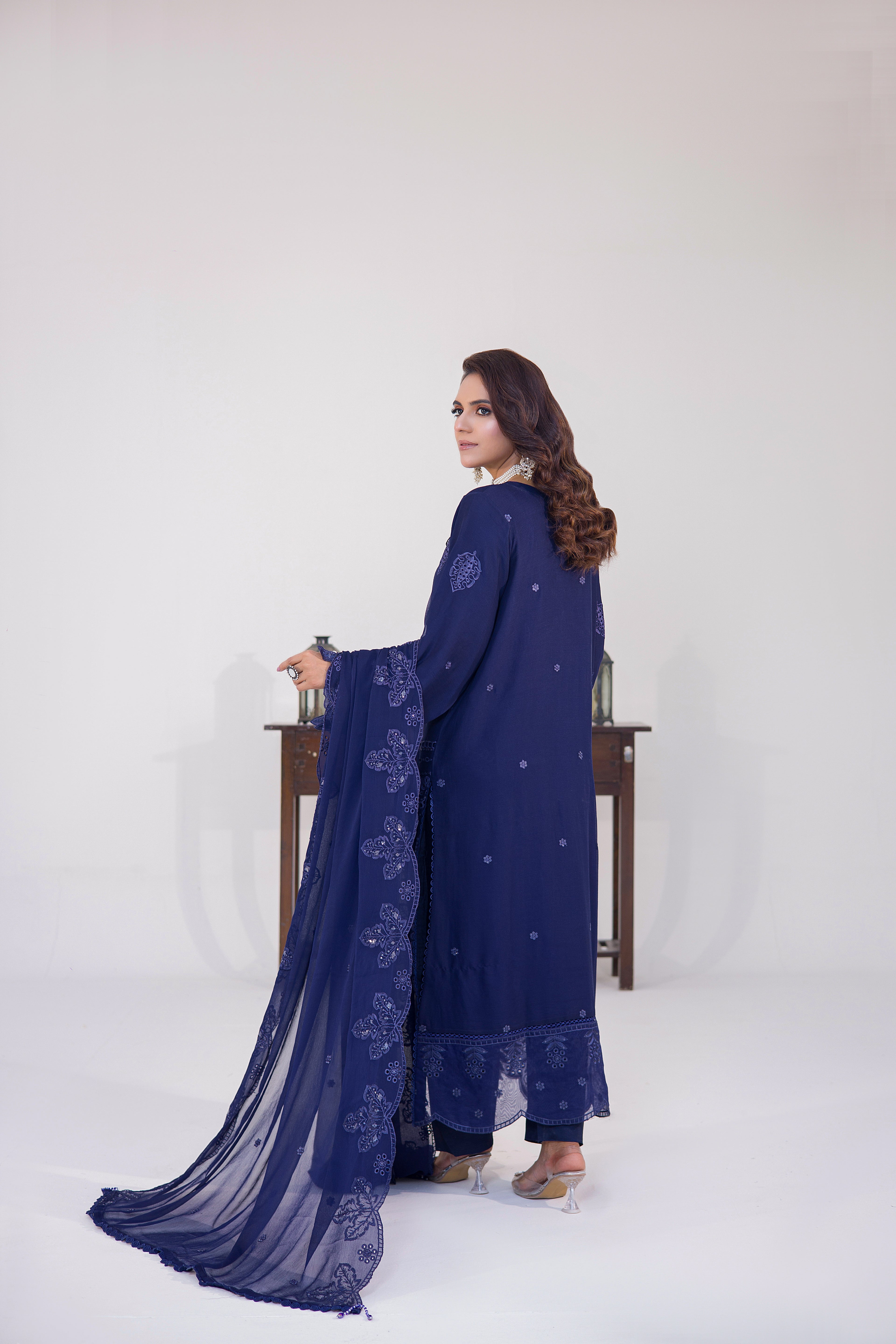Grace Ready To Wear Luxry Chiffon Dress BLUE