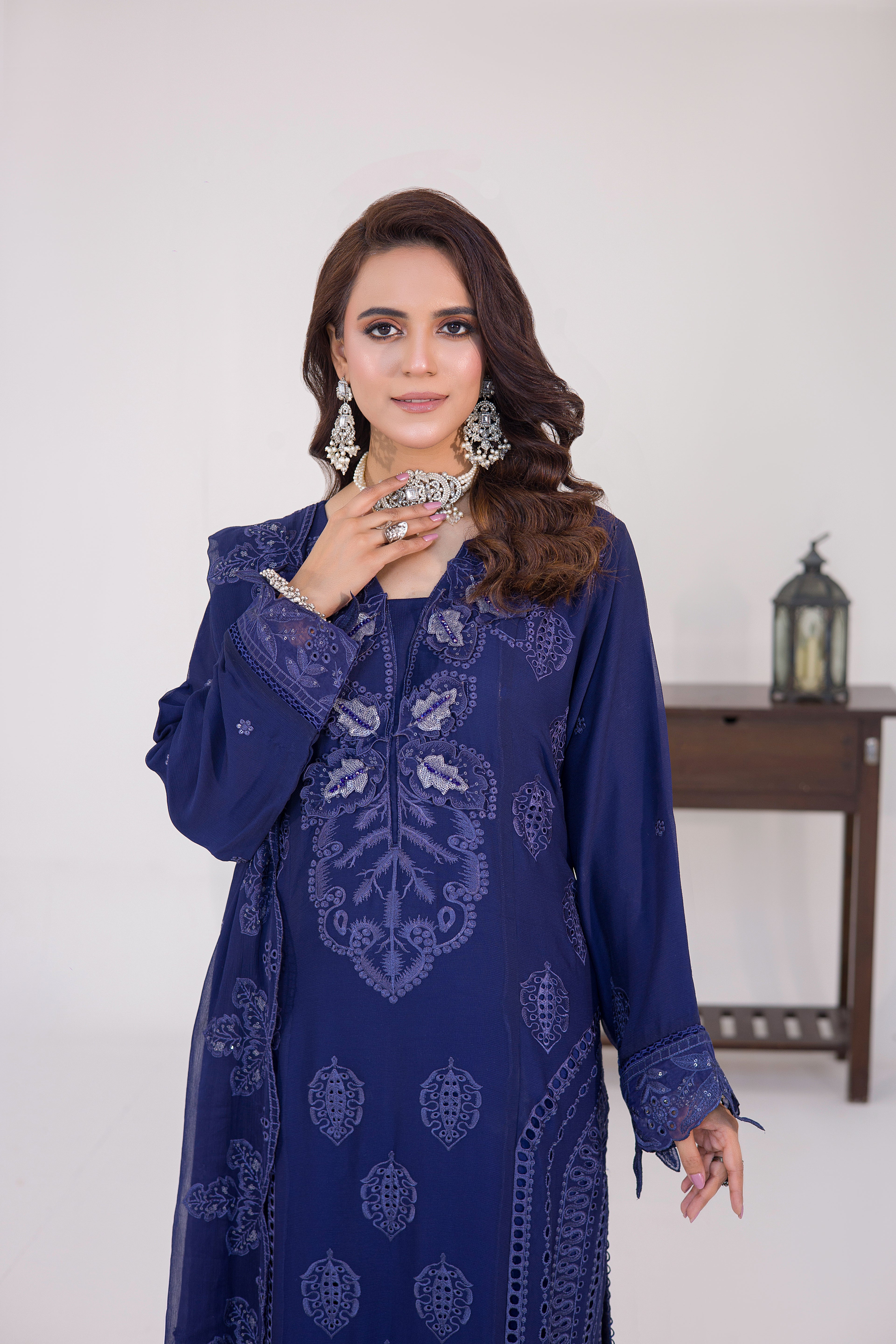 Grace Ready To Wear Luxry Chiffon Dress BLUE