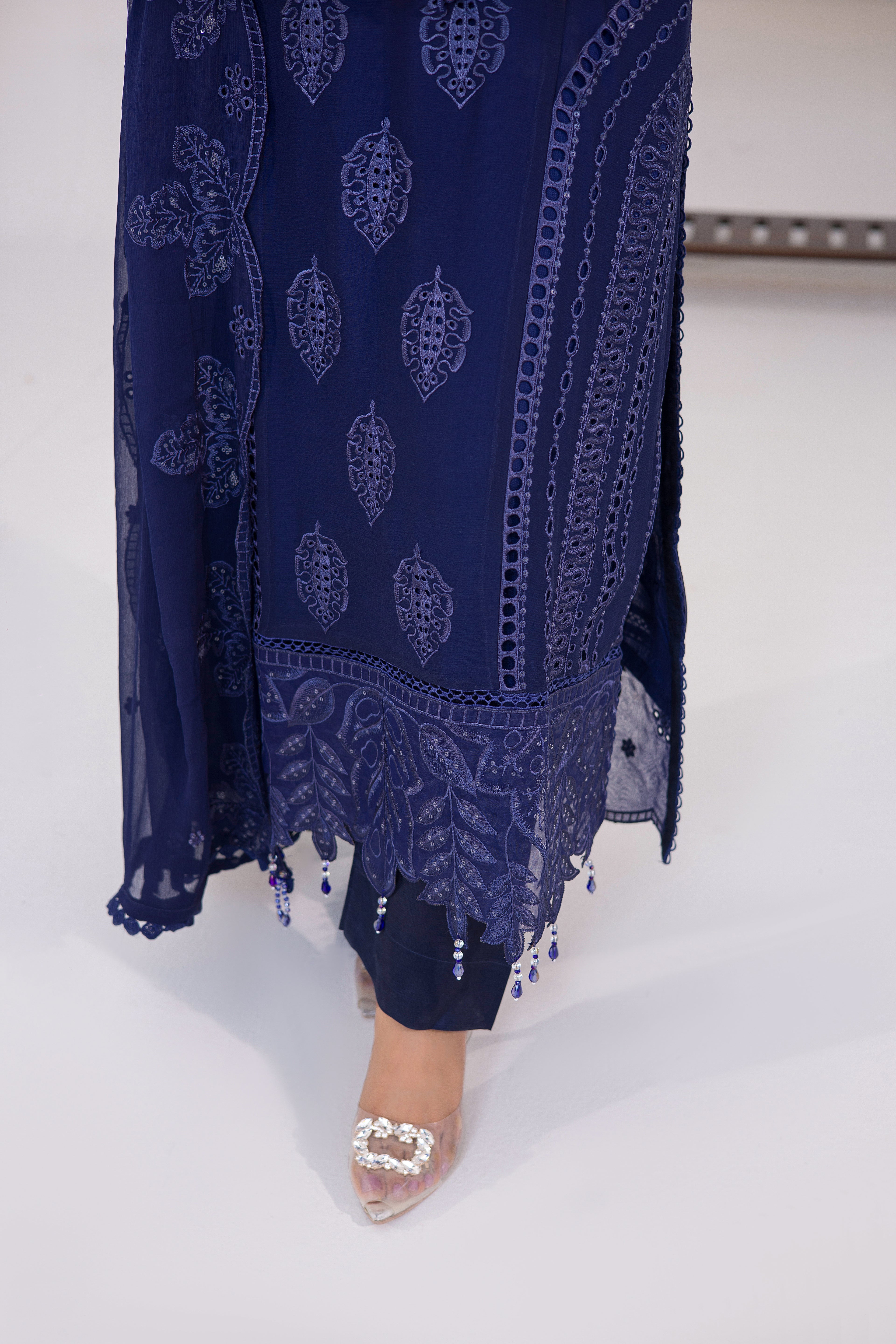 Grace Ready To Wear Luxry Chiffon Dress BLUE