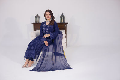 Grace Ready To Wear Luxry Chiffon Dress BLUE