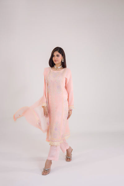 Grace Ready To Wear Luxry Chiffon Dress Peach