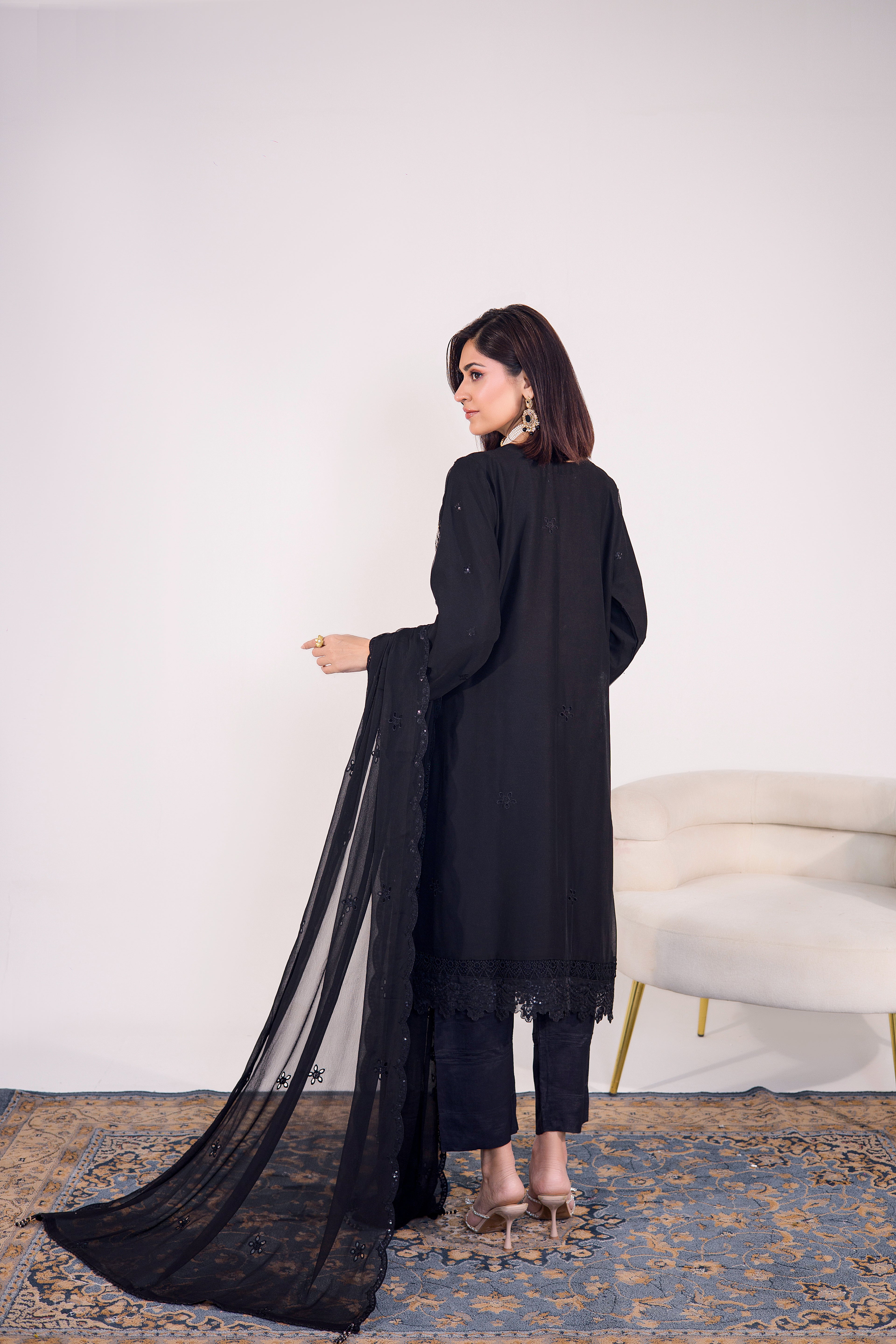 Grace Ready To Wear Luxry Chiffon Dress Black