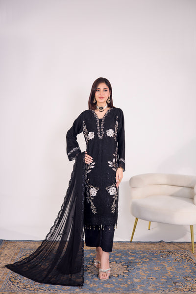 Grace Ready To Wear Luxry Chiffon Dress Black
