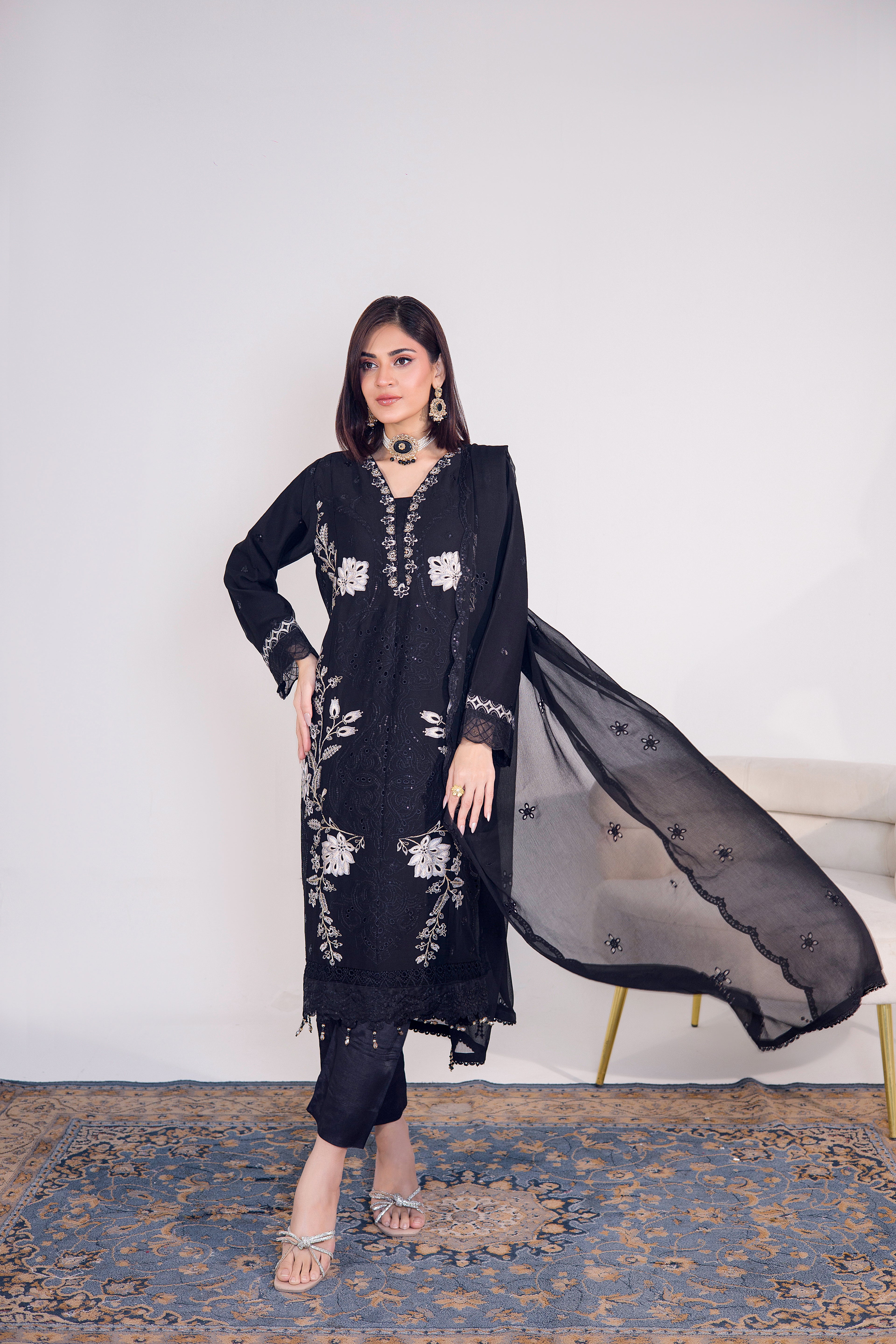 Grace Ready To Wear Luxry Chiffon Dress Black