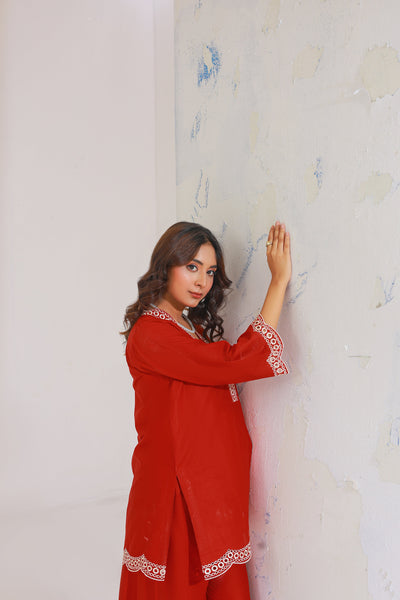 Rose 02Pcs Ready To Wear Emboridered Lawn Co-ords Sets