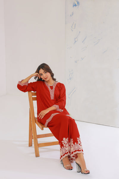 Rose 02Pcs Ready To Wear Emboridered Lawn Co-ords Sets