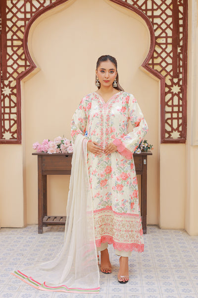 Florence Printed And Chiffon Embroidered Maxi