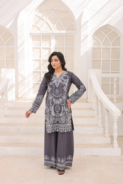 LEGACY 2 Pcs Embroidered Lawn Co-ards Set (Grey)