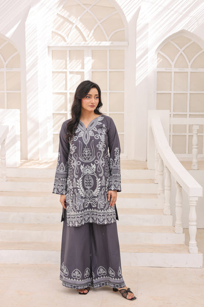 LEGACY 2 Pcs Embroidered Lawn Co-ards Set (Grey)