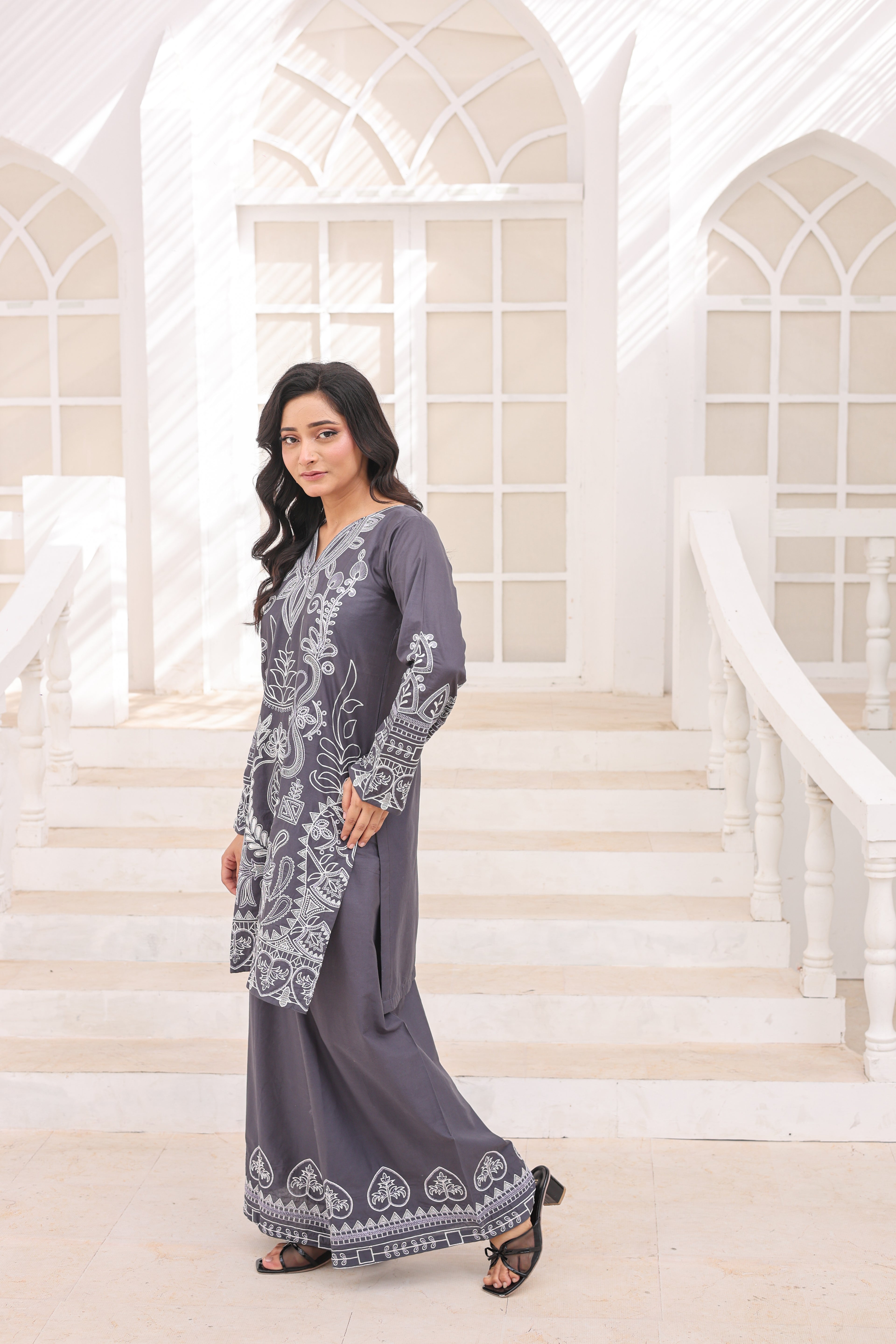 LEGACY 2 Pcs Embroidered Lawn Co-ards Set (Grey)
