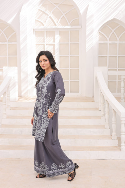 LEGACY 2 Pcs Embroidered Lawn Co-ards Set (Grey)