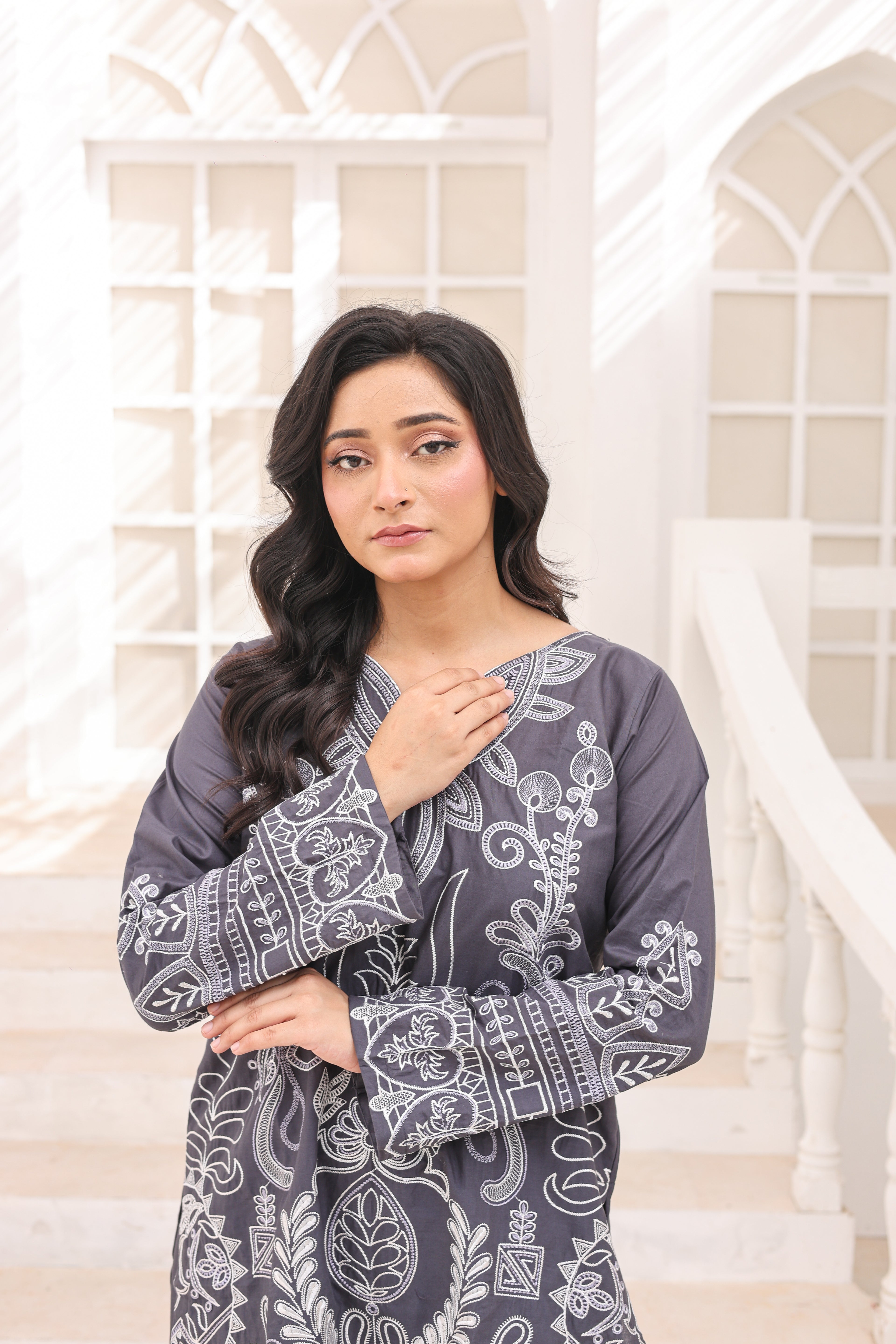 LEGACY 2 Pcs Embroidered Lawn Co-ards Set (Grey)