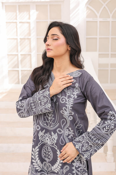 LEGACY 2 Pcs Embroidered Lawn Co-ards Set (Grey)