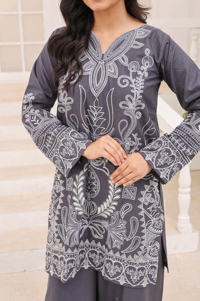 LEGACY 2 Pcs Embroidered Lawn Co-ards Set (Grey)