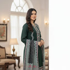 Embroidered Premium Lawn Suit with Chiffon Dupatta & Cotton Trouser