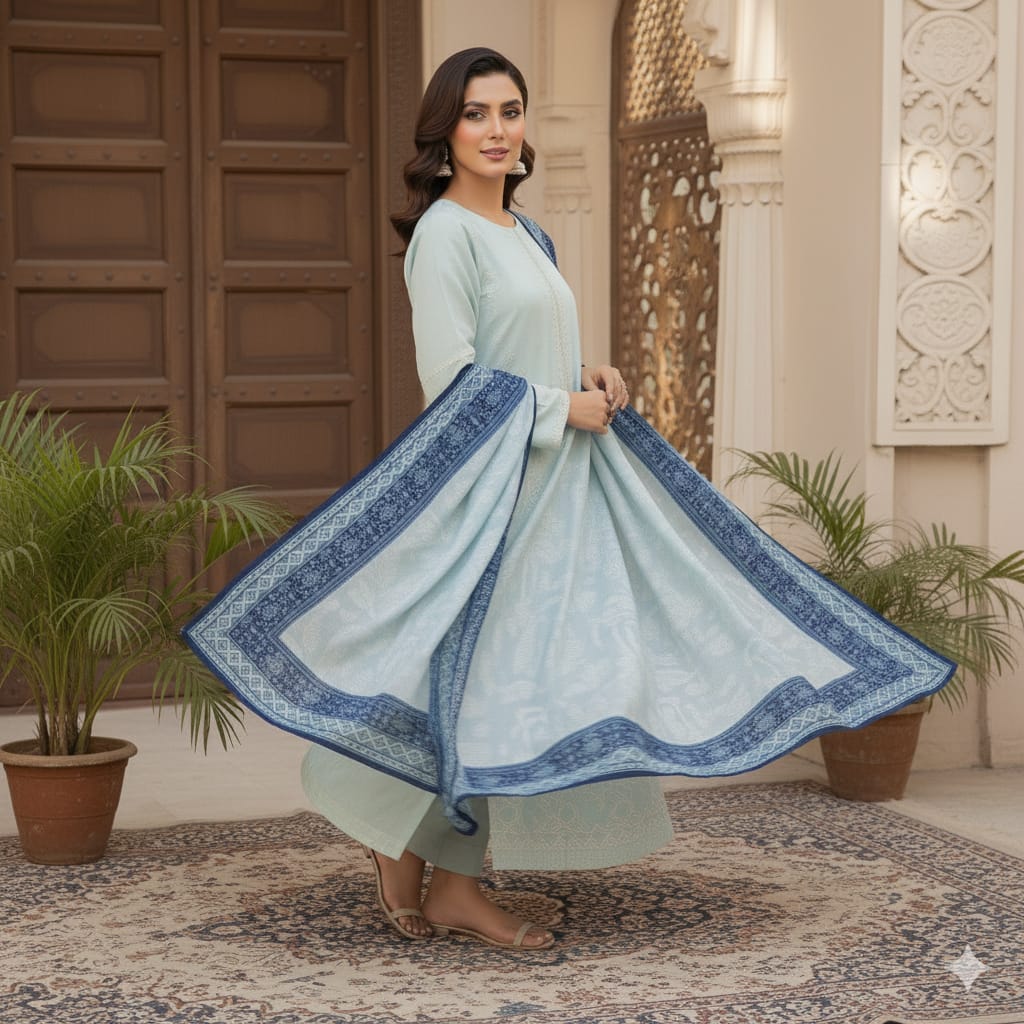 3 Piece  Stitched Lawn  suit -Ready to Wear