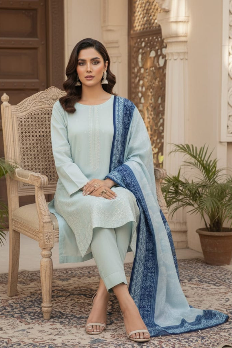 3 Piece  Stitched Lawn  suit -Ready to Wear