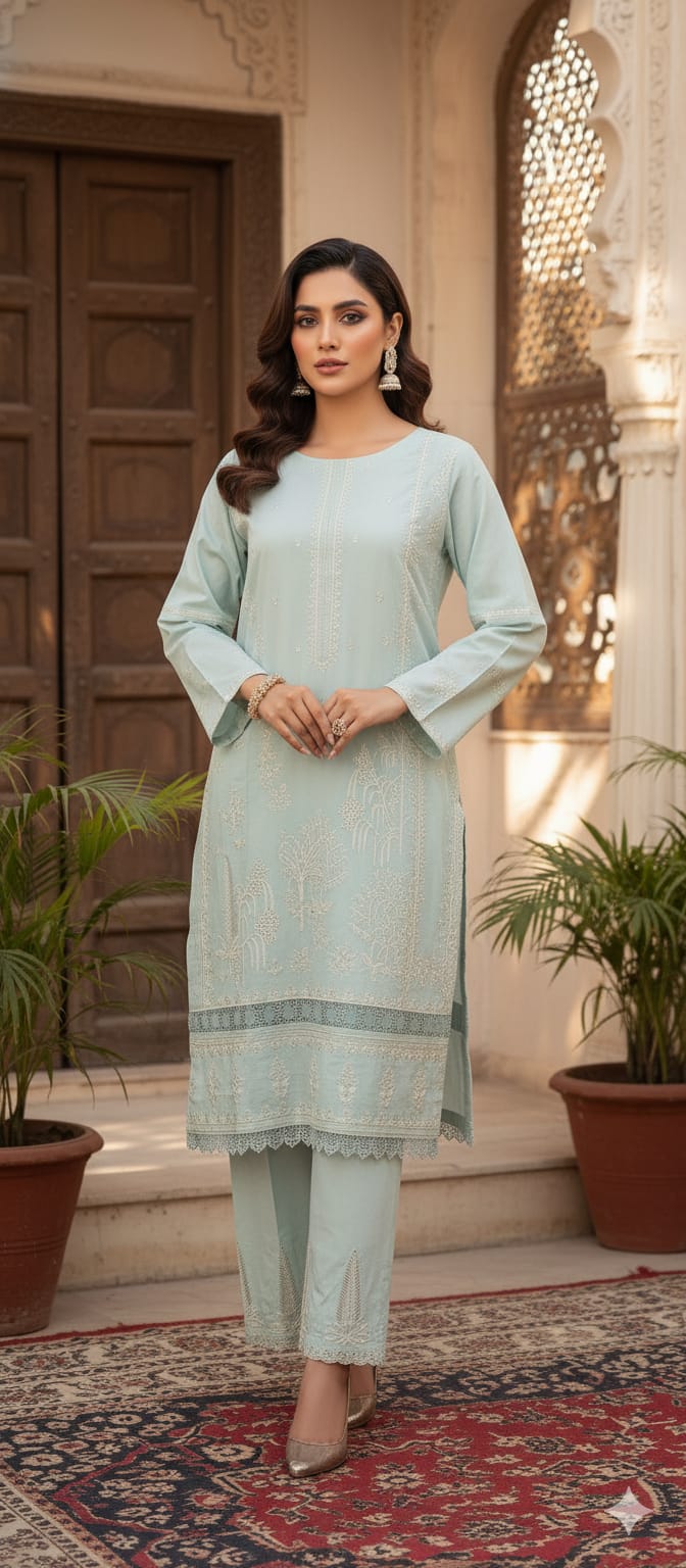 3 Piece  Stitched Lawn  suit -Ready to Wear