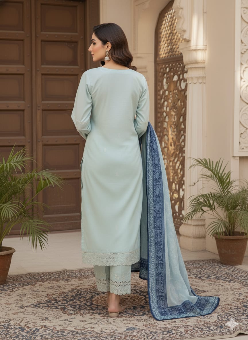 3 Piece  Stitched Lawn  suit -Ready to Wear