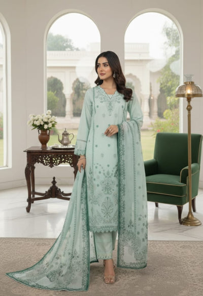 3 Piece Stitched Lawn  suit