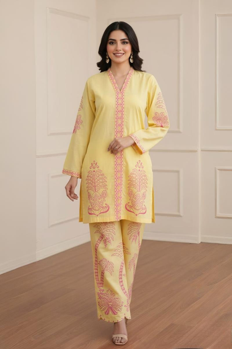 2 piece Lawn Suit with Cotton Trouser -Ready to Wear