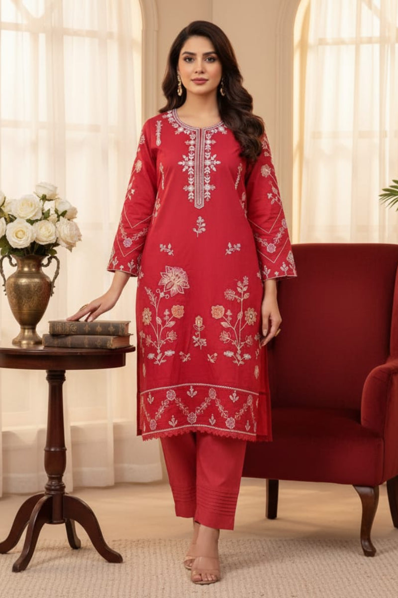 2 Piece Stitched Lawn suit -Ready  to wear