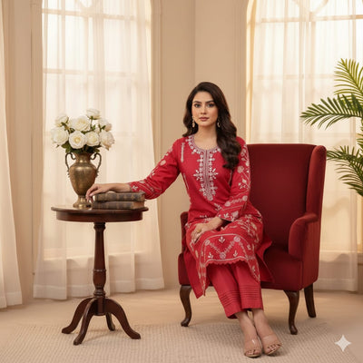 2 Piece Stitched Lawn suit -Ready  to wear