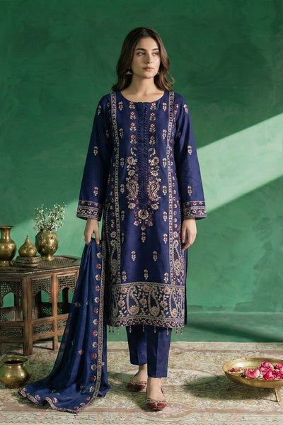 03-Piece Ready-To-Wear Luxury Chiffon Suit – Navy Blue