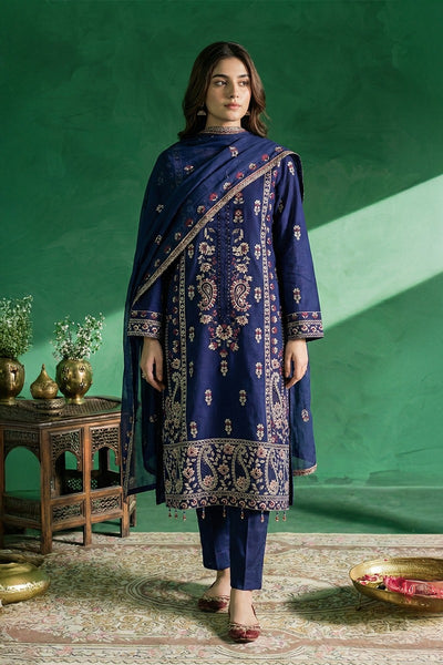 03-Piece Ready-To-Wear Luxury Chiffon Suit – Navy Blue