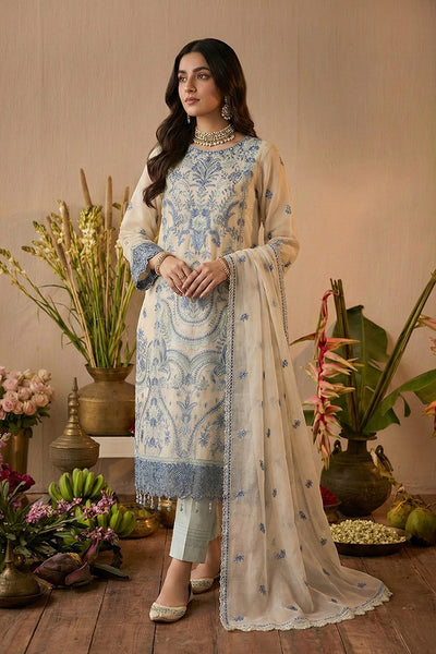 03-Piece Ready-To-Wear Luxury Chiffon Suit – Powder Blue