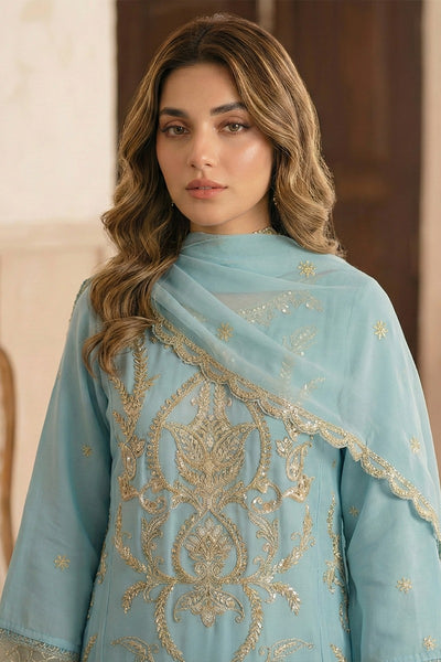 03-Piece Ready-To-Wear Luxury Chiffon Suit – Aqua Mist