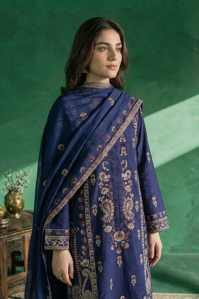 03-Piece Ready-To-Wear Luxury Chiffon Suit – Navy Blue