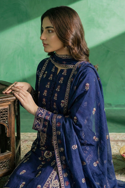 03-Piece Ready-To-Wear Luxury Chiffon Suit – Navy Blue
