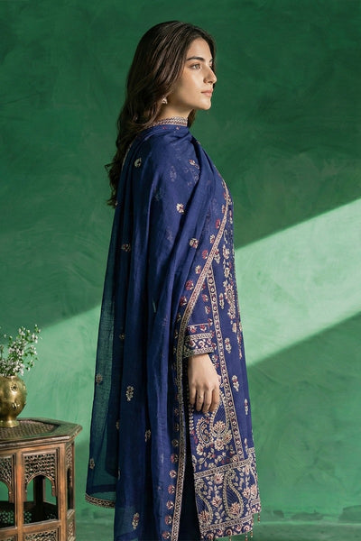 03-Piece Ready-To-Wear Luxury Chiffon Suit – Navy Blue