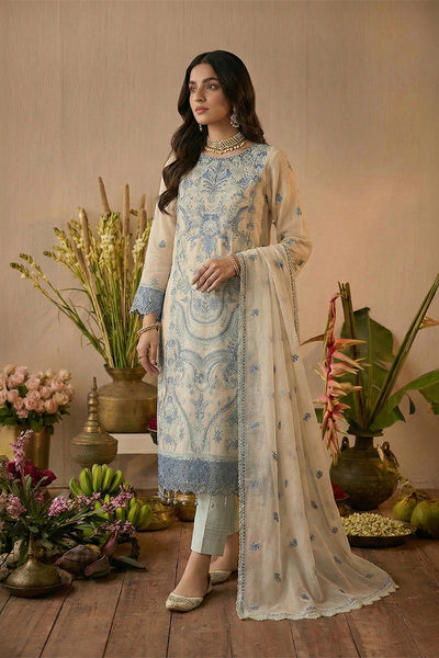 03-Piece Ready-To-Wear Luxury Chiffon Suit – Powder Blue