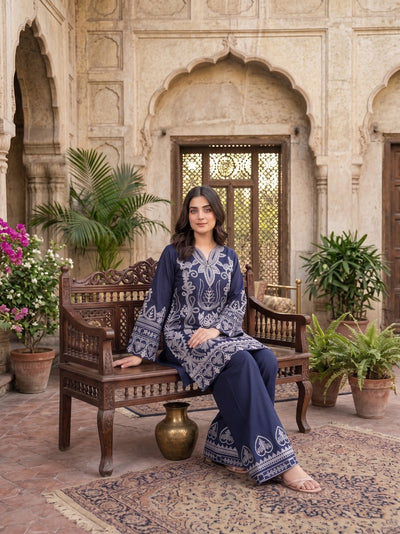 LEGACY 2 Pcs Embroidered Lawn Co-ards Set (Blue)