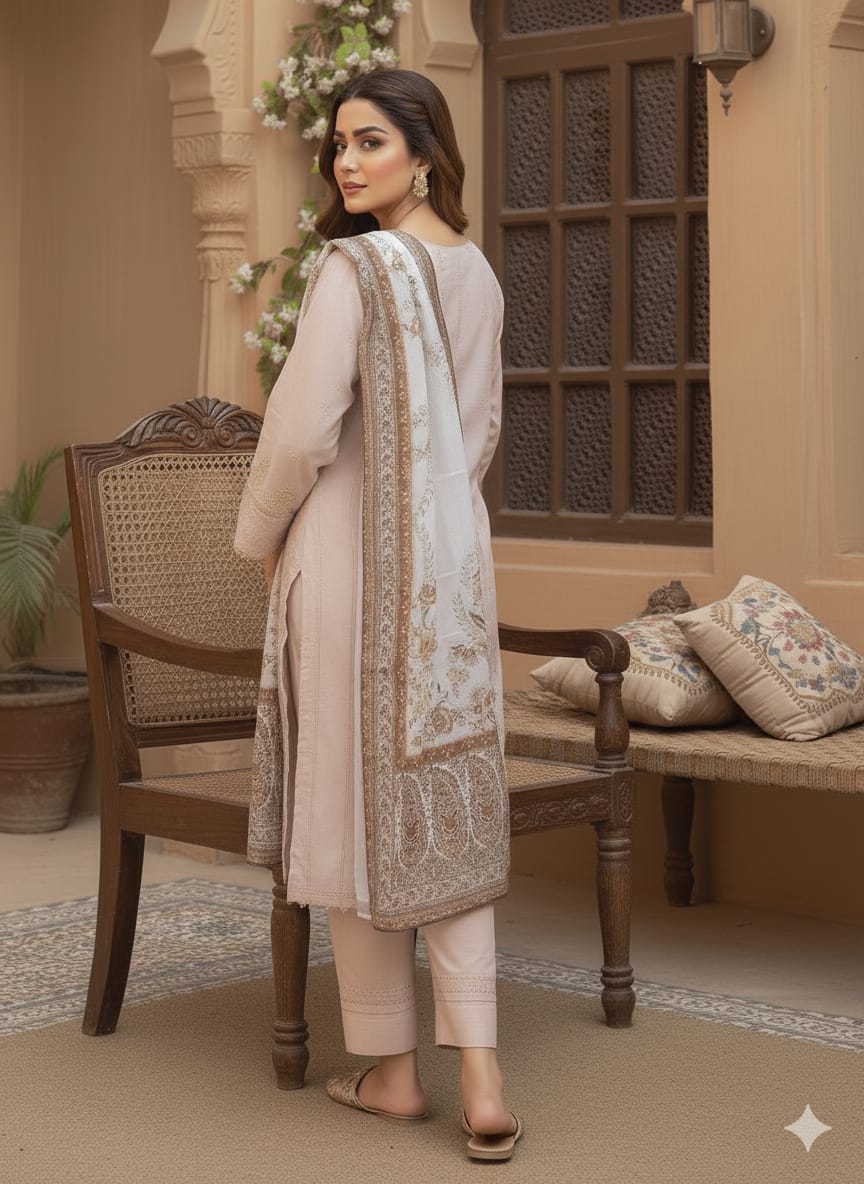 3 Piece Stitched Lawn Suit -Ready to wear