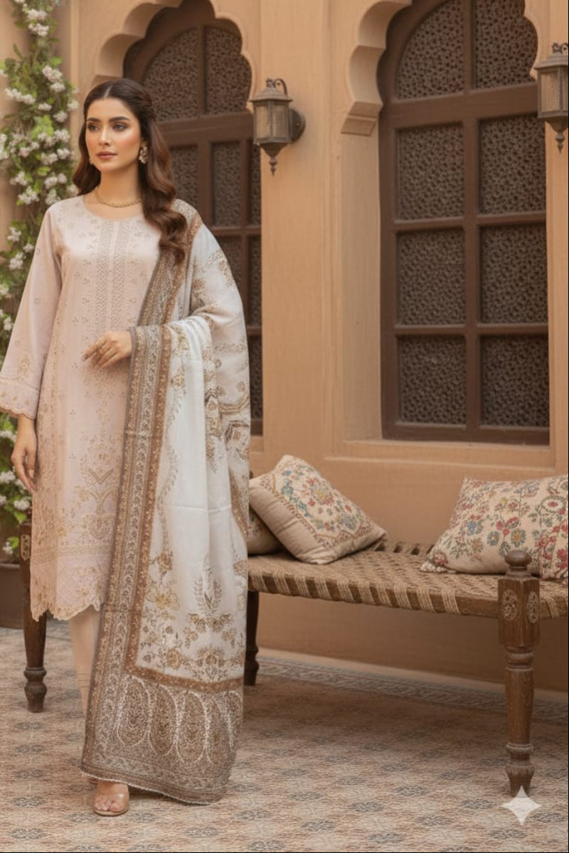 3 Piece Stitched Lawn Suit -Ready to wear