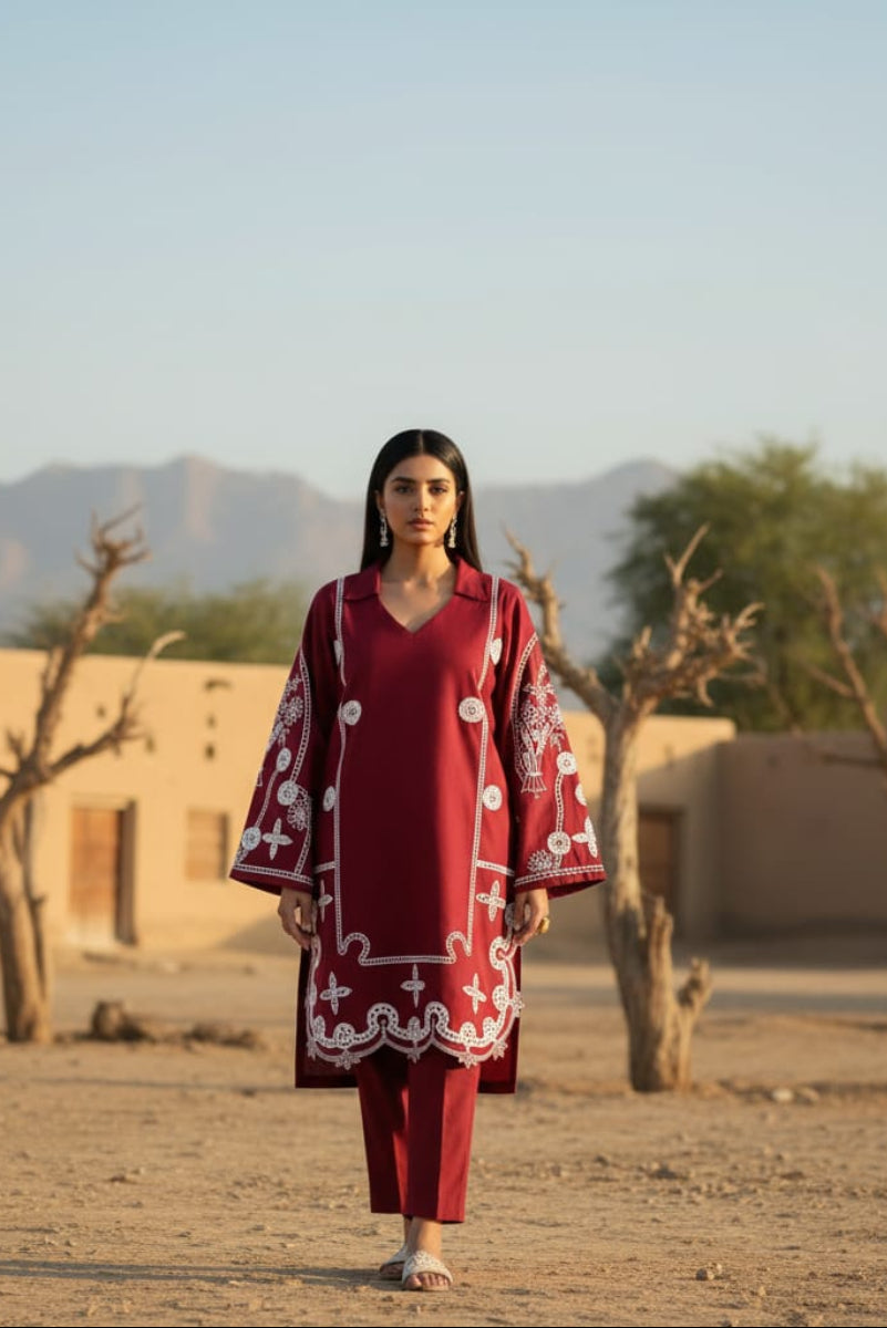 2 Piece Stitched  Lawn  Suit - Ready  to wear