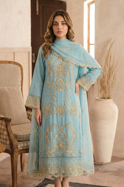 03-Piece Ready-To-Wear Luxury Chiffon Suit – Aqua Mist