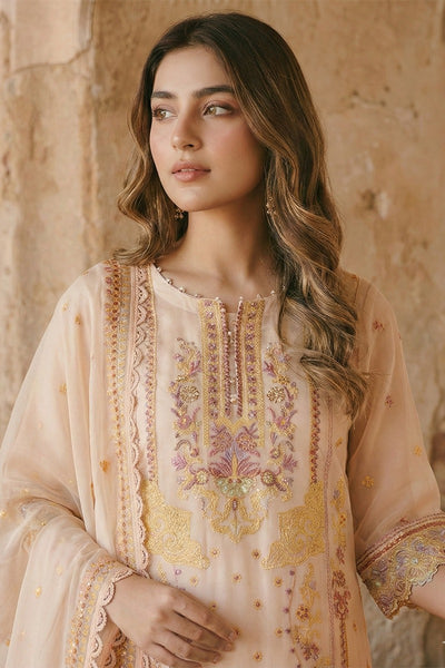 03-Piece Ready-To-Wear Luxury Chiffon Suit – Peach Beige
