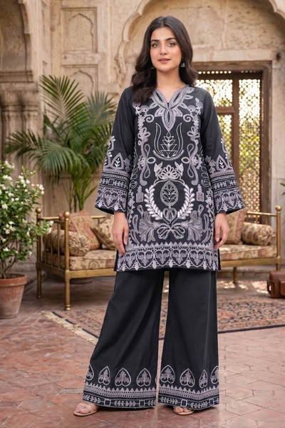 LEGACY 2 Pcs Embroidered Lawn Co-ards Set (Grey)