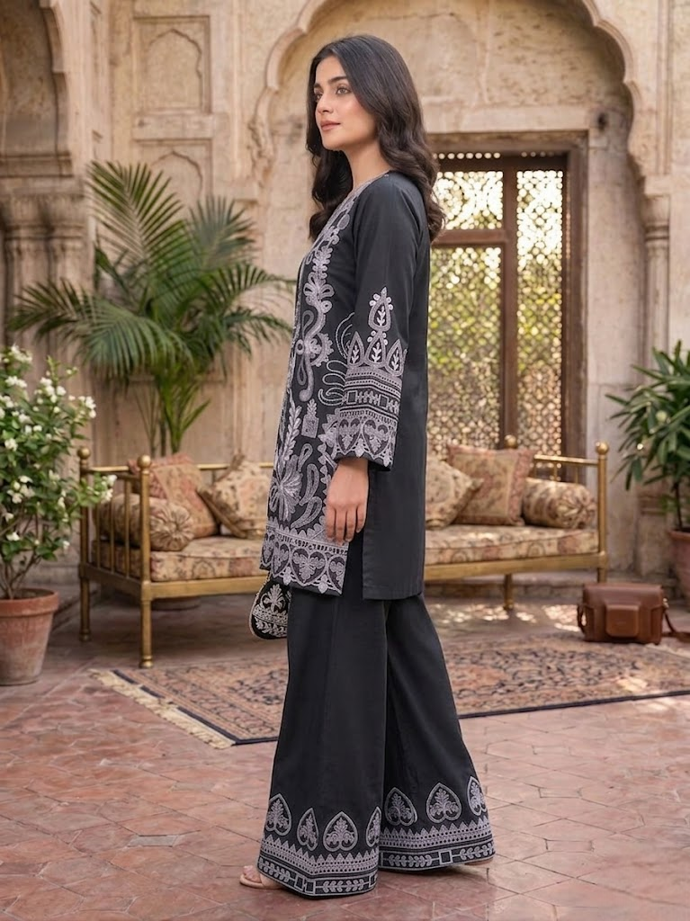 LEGACY 2 Pcs Embroidered Lawn Co-ards Set (Grey)