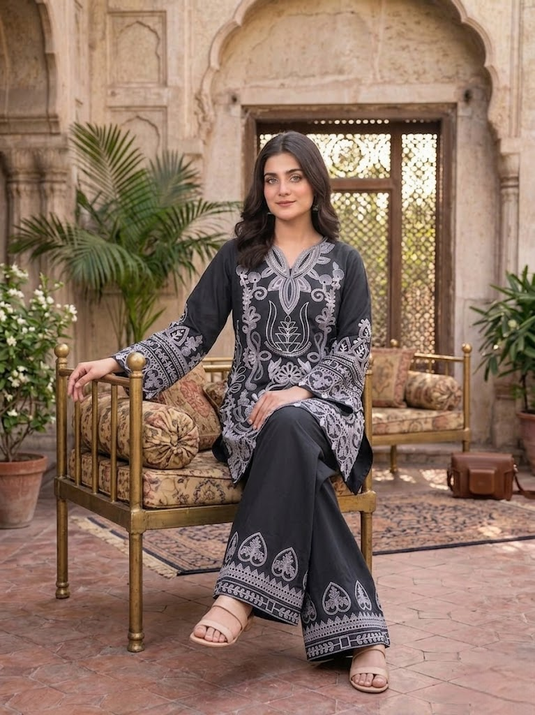 LEGACY 2 Pcs Embroidered Lawn Co-ards Set (Grey)