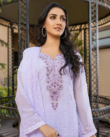 Artistic - Premium Chiffon Chikankari Collection - (DS - 02)